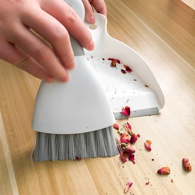 Small Dust Pan and Brush Broom - Dust Pan and Brush Set, Small Dustpan and Brush Set, Hand Broom and Dustpan Set is Daily Clean Tool for Family. （Gray 2 Set）