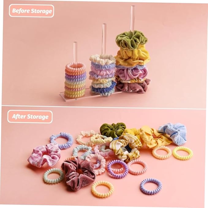 Acrylic Hair Tie Holder Stand Scrunchie Rack Jewelry Storage Hair Accessories Organizer