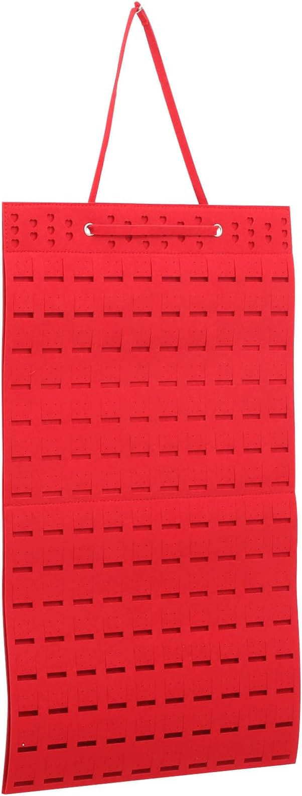 Uonlytech Hanging Jewelry Organizer Storage Bag Thickened Felt Red Wall-Mounted Jewelry Display Holder for Earrings Necklaces Bracelets Household Accessory Organizer