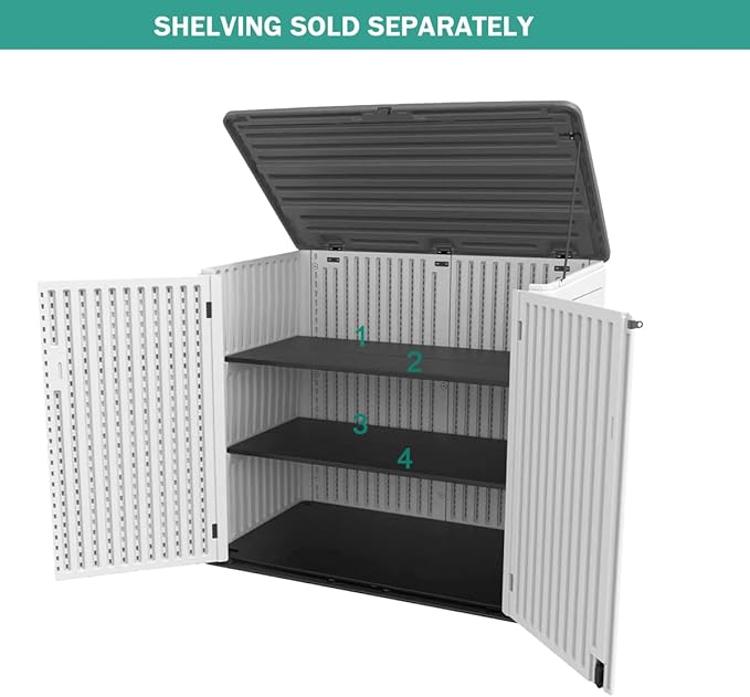 KINYING Metal Black Shelving for 48 Cu.ft Large Storage Shed, 51 in * 13 in, with Screws,Easy Assembly
