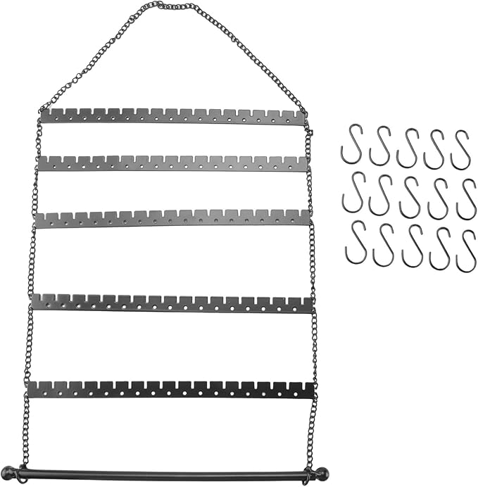 Wall Earring Organizer, Hanging Jewelry Organizer Earring Holder Stand for Hanging Earring, Necklace, Bracelet, Black