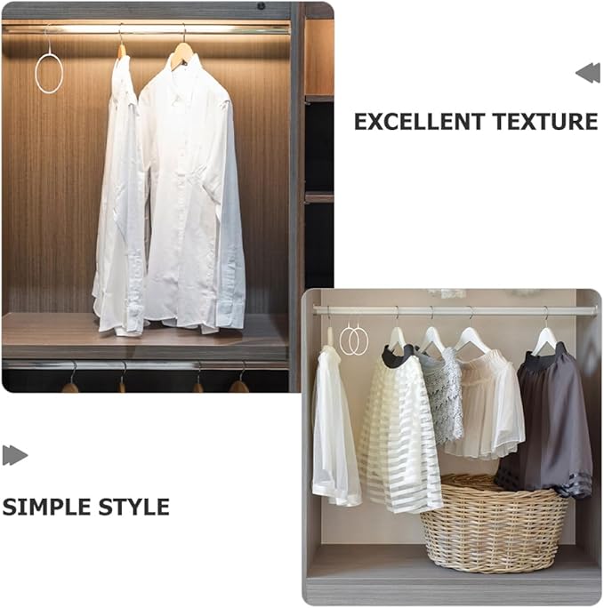 10pcs White Plastic-Coated Scarf Organizers and Tie Belt Hangers Iron Wardrobe Storage Rings for Closet Scarf Display and Multi-Functional Accessory Organizer