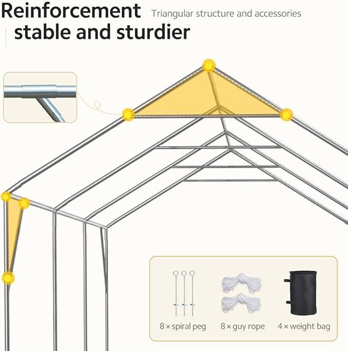 ADVANCE OUTDOOR 12x20 ft Heavy Duty Carport Potable Car Canopy Garage Party Tent Boat Shelter, Adjustable Height from 9.5 ft to 11 ft, Beige