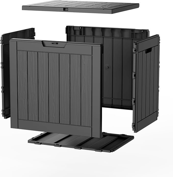 EasyUp 36 Gallon Outdoor Storage Box Waterproof, Resin Outdoor Deck Box, Deck Boxes for Garden Tools Equipment and Cushions (Black)