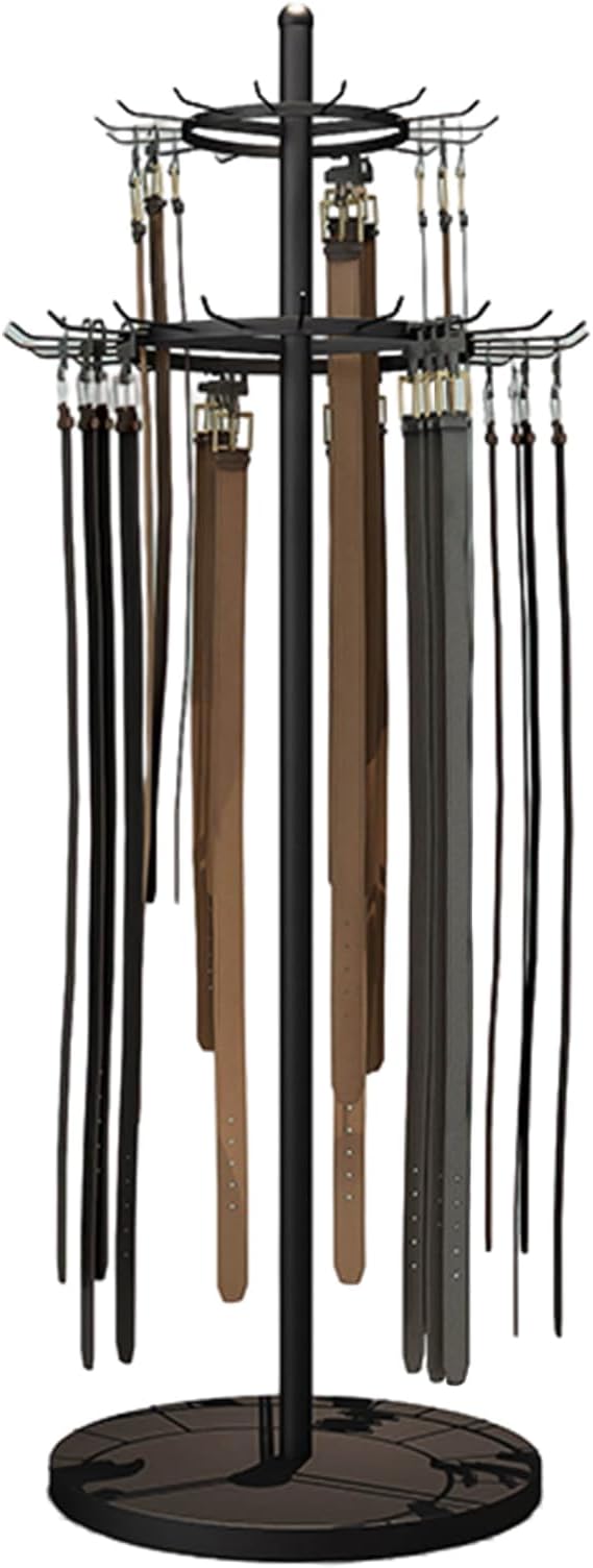 Floor Standing Belt Display, 66.2in Metal Retail Tie Rack Hanger Organizer, Scarf Stand Shawls Purse Shelf for Clothing Store Bedroom Business, Space Saving ( Color : Black , Size : 66.2X19.7IN )