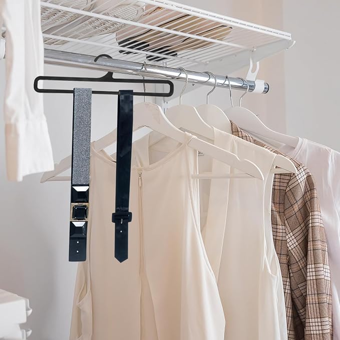 Healifty Multifunctional Clothes Rack Plastic Hanger for Closet Storage Tie Belt Scarf Organizer Lightweight Compact 11.02X3.14X0.19In