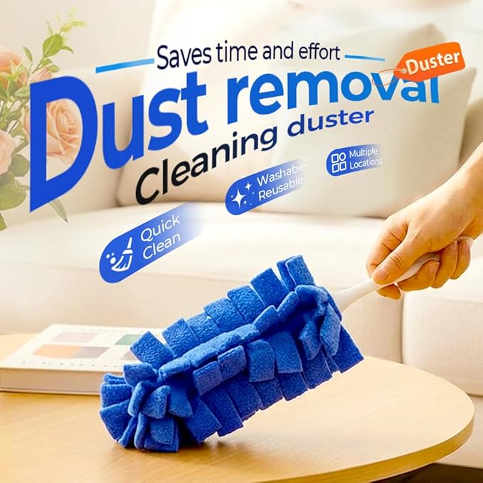 360° Electrostatic Duster Refills, 2026 New Washable & Reusable Microfiber Pads Fleece Duster Refill Compatible Tools for Cleaning Home, Blinds, Car, Pet, Furniture, Fans (Blue)