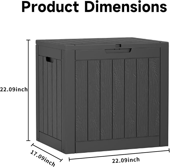 EasyUp 31Gallon Outdoor Deck Box Waterproof,Indoor and Outdoor Storage Box,Resin Storage Bin for Patio Furniture Cushions Garden Tools,UV Resistant（Black）