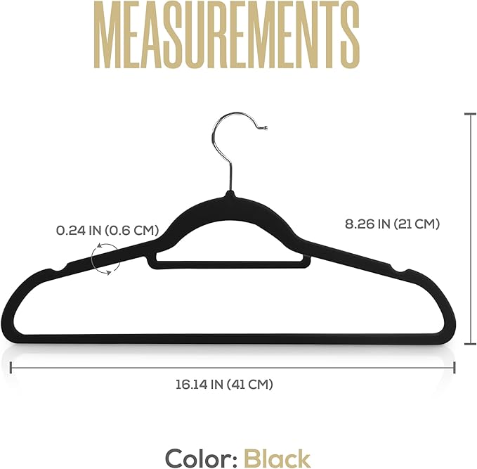 Utopia Home Premium Velvet Hangers 50 Pack - Non-Slip Clothes Hanger with Tie Bar - Black Hangers with 360 Degree Rotatable Hook - Heavy Duty Coat Hanger