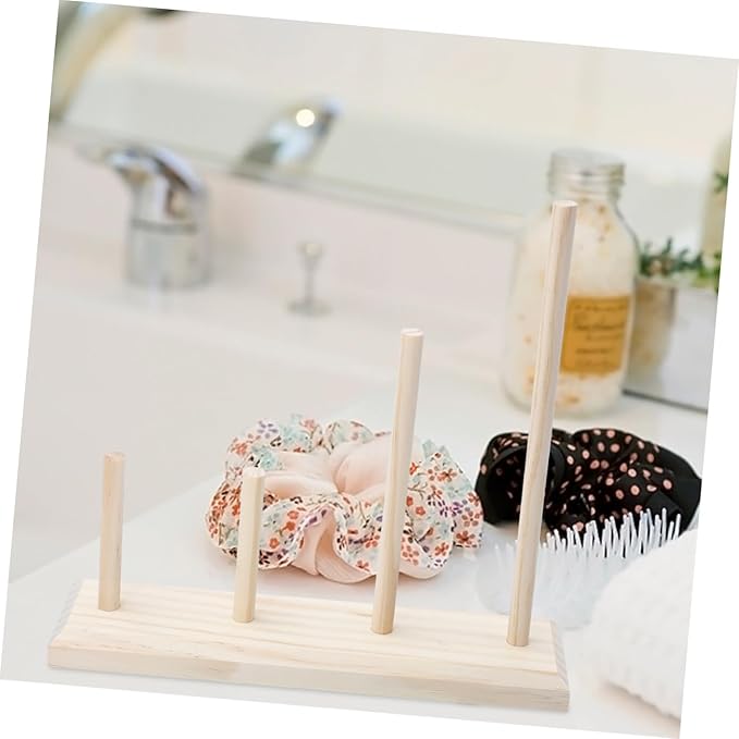 VICASKY Portable Hair Tie Holder Hair Band Display Stand Headband Bracket Ties Organizer Headband Rack Wood Organizer for Accessories
