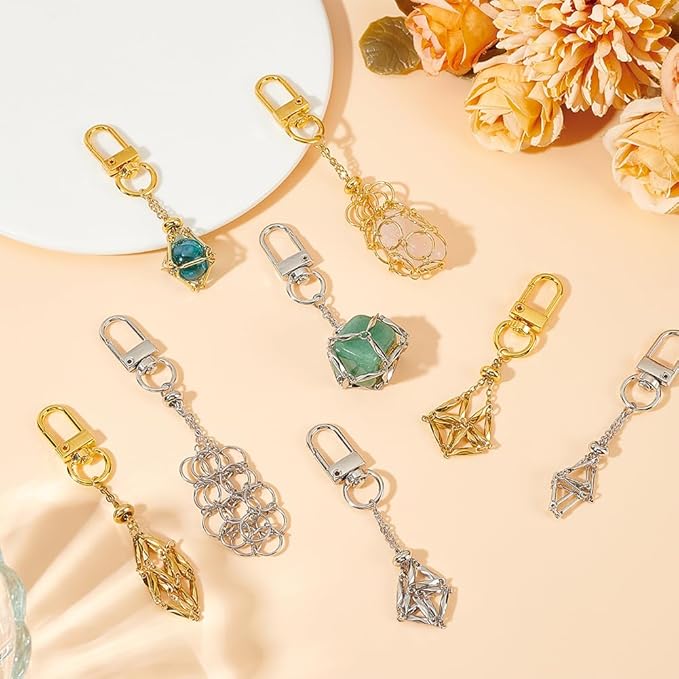 ANATTASOUL 8pcs Adjustable Empty Stone Holder Necklace, Stainless Steel, Gold, Jewelry Necklace Holder