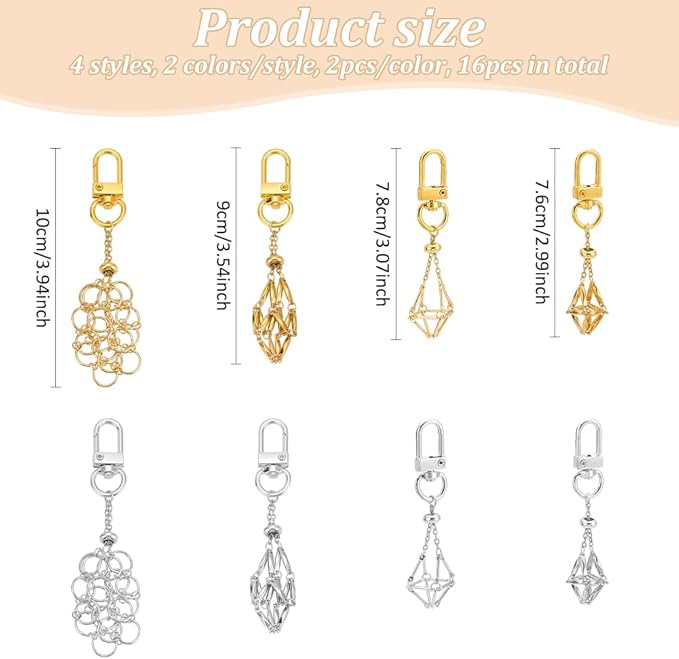 ANATTASOUL 8pcs Adjustable Empty Stone Holder Necklace, Stainless Steel, Gold, Jewelry Necklace Holder