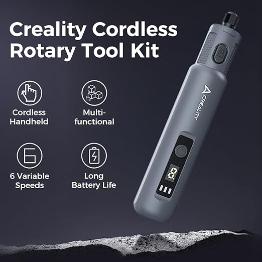 Creality 3D Printer Tools, Cordless Rotary Tool Kit 25Pcs Cordless Handheld 3.7V Multi-Functional 6 Variable Speeds Long Battery Life for 3D Printing Models Grinding Polishing Drilling Cutting