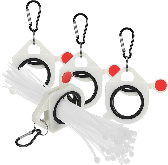 Uonlytech Zip Tie Holder Organizer with Glow in the Dark Feature and Carabiner Attachment for Tool Belt Portable Cable Tie Storage Large Capacity Easy Cable Management