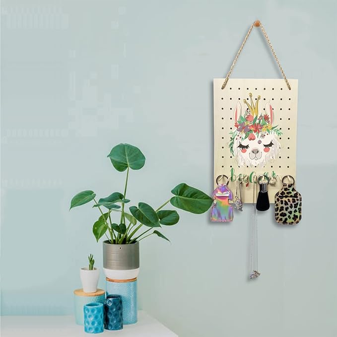 Hanging Jewelry Holder,Nursery Decor Earring Organizer Stand Accessories Organizer Hanging Jewelry Organizer for Stud Earrings,Necklaces,Rings.Llama Gifts (Queen Llama)