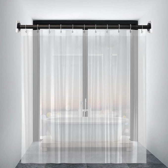 Shower Curtain Rod Holder for Wall Mount | Adhesive Shower Tension Rod Retainer for Tile | No Drilling | Stick On | 2 Pack, White (Shower Curtain Rod Not Included)