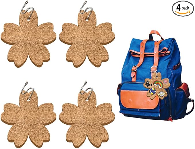 peacoblue 4Pcs Cherry Flower Enamel Pin Holder Display Board Collection with Key Chain for Bag, Backpack 4.7" x 4.7", Pins Display Frame Organizer Storage to Show Unique Styles, Male, Female