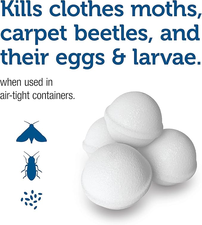 Enoz para Moth Balls for Closets and More - Kills Clothes Moths and Carpet Beetles - Moth Balls for Indoor Use - No Clinging Odor - 4 Oz, 6 Pack