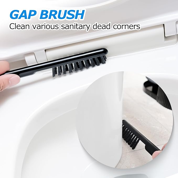 2Pack 2 in 1 Toilet Brush and Plunger Set, Extended Handle Plunger,Toilet Bowl Brush Plunger Set,Clean Gloves,Cleaning Tools,Cleaning Brush,Cleaning Supplies,Toilet Brush Plunger Combo,Black
