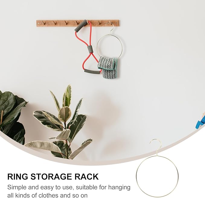 PRETYZOOM Stainless Steel Belt and Scarf Ring Hanger, Metal Wardrobe Organizer with Circle Tie Rack for Home Closet Storage, Gold Color Accessory Organizer for Scarves and Belts