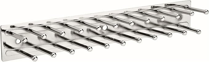 Rev-A-Shelf TRC-12NS Classic Closet 11-3/4" Static Stationary Tie Rack Organizer for 23 Ties, Belts, Scarves - for Custom Closet Systems - Chrome