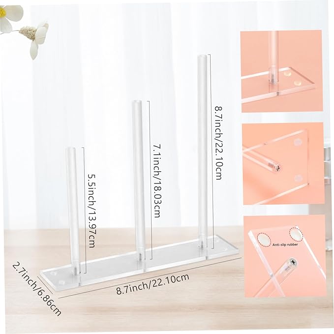 Acrylic Scrunchie Holder Organizer Scrunchie Holder Storage 3-Tiers Clear Scrunchie Organizer Acrylic Hair Band Holder for Women Teen Girls Non-Slip Stable Hair Accessories Organizer