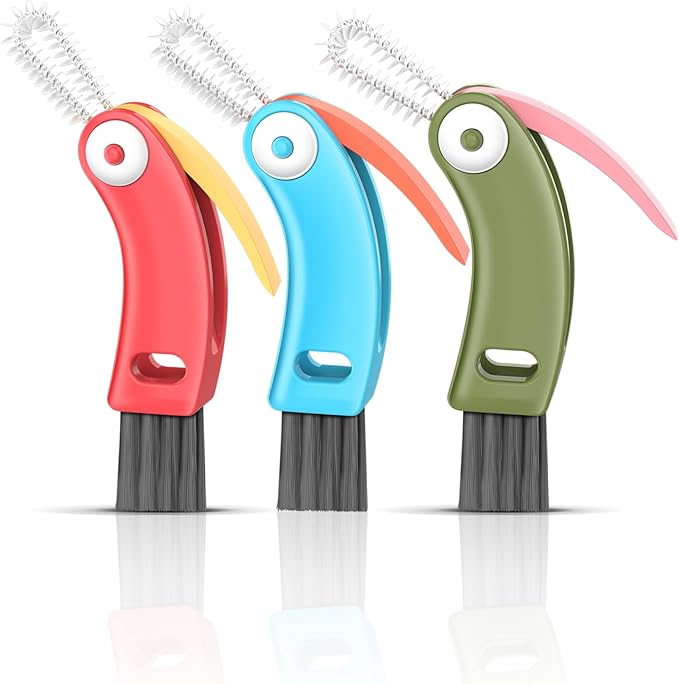 3 in 1 Cup Lid Cleaning Brush 3 PCS - Multifunctional Cleaning Brush Set for Tight Spaces, Bottle Gaps & Travel Mugs | Portable Durable Cup Lid Cleaner Tools (Multicolor)