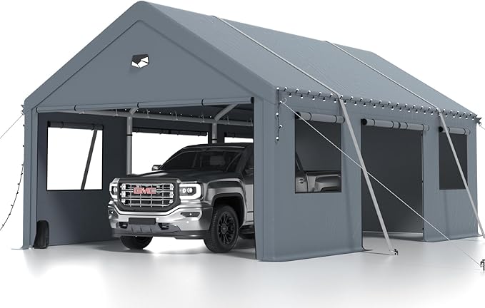 Carport 12X20 Heavy Duty,Carport Canopy with Side Door,Portable Car Ports Garage,Outdoor Car Shelter All Weather