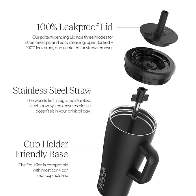 BrüMate Era 30 oz Tumbler with Handle & Straw | 100% Leakproof Insulated Water Bottle Tumbler with Lid & Flexible SoftSip Straw | Made of Stainless Steel | Cup Holder Friendly | 30oz (Violet Crush)