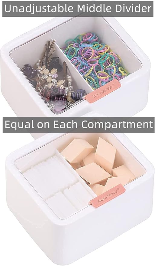 Tecbeauty 2pcs Qtips Holder - Large Cotton Swabs Dispenser Bathroom Canisters Cotton Balls, Pads Storage Container, Hinged Lids, White