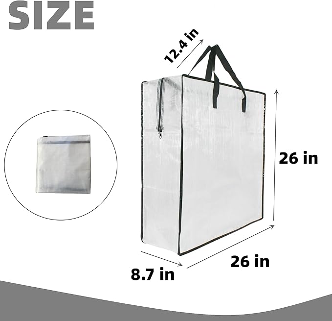 Clear Storage Bags with Zipper and Handles, Blanket Bags For Closet Storage, Moving and Packing Supplies for College, Underbed Storage Organizer for Clothes Pillow Bedding Christmas Wreath