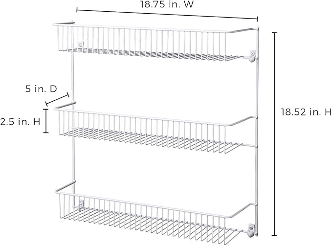 ClosetMaid 3-Tier Hanging Wall Mounted Metal Rack for Spices, Shelf Storage, Pantry Organization, Laundry, Kitchen, Bathroom, White, 8022 (Pack of 2)