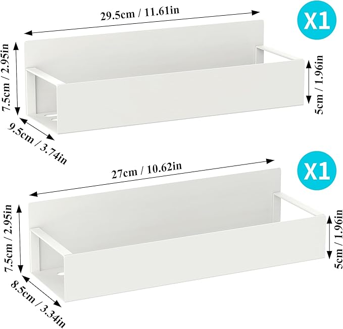 2 Pack Magnetic Spice Storage Rack Organizer for Refrigerator and Oven, Cream White Fridge Organizers and Storage