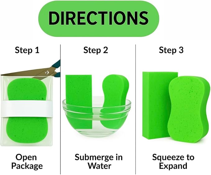 Multi-Purpose Sponges for Cleaning - Lime Green 2 Pack, Large Sponges for Car Washing, Tile & Grout, All Purpose Cleaning