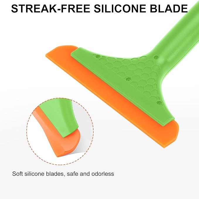 SetSail Shower Squeegee for Glass Doors Small Squeegee for Shower Glass Door Mini Silicone Window Squeegee for Car Windshield Cleaning, Green