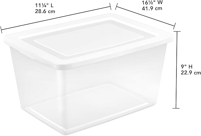 Sterilite 8-Pack Storage Box, Clear Plastic Storage Container Bins with Lids, 58 Quart - Heavy-Duty Organizing Containers for Closet, Bathroom, and Office