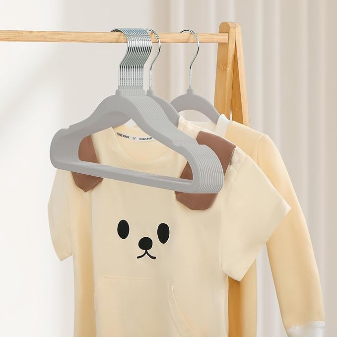 GoodtoU Kids Hangers Velvet 50 Pack Baby Hangers for Closet Non Slip Childrens Infant Hanger Grey