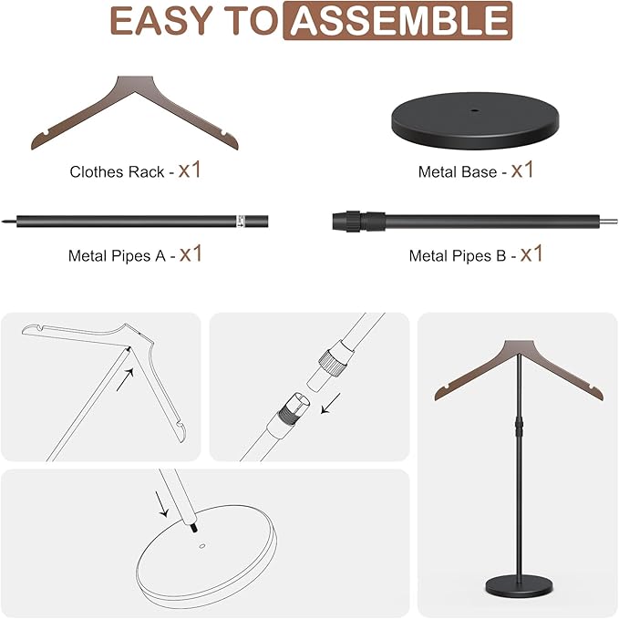 2 Pack Shirt Display Stand, 18-34 Inch Height Adjustable Mannequin Torso for Vendors Shop, More Stable Dress Form Mannequin Stand Clothes Rack, T Shirt Display Holder Jacket Coat Hanger, Brown
