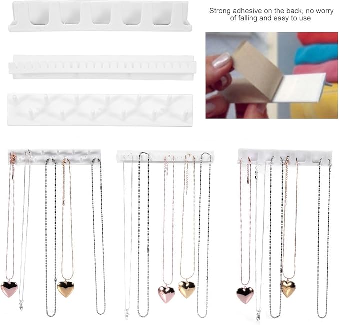 Qiilu Necklace Wall Hanger Necklace Ring Earrings Accessory Display Jewery Organizer Wall Hanging Display Hook Holder