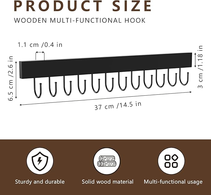 2-Pack Wall-Mounted Necklace Organizer,Wooden Jewelry Hanger with 24 Hooks,Self-Adhesive Jewelry Organizer and Storage,Necklace Holder Wall Mount