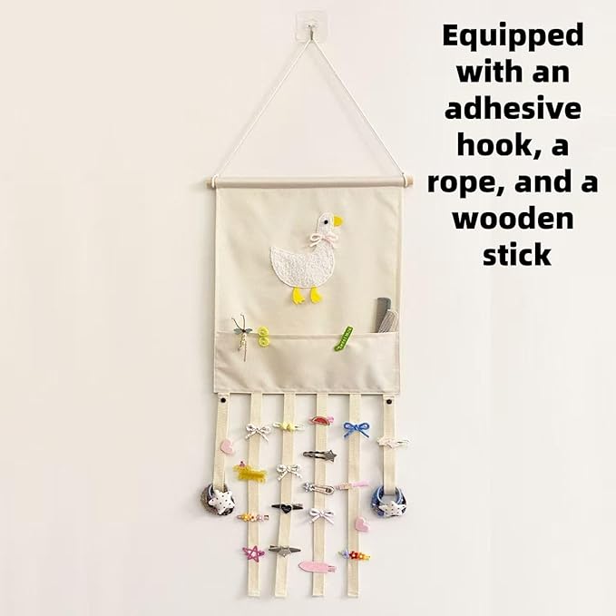 Hair bow organizer with Large Pocket for hair Accessories - Perfect for hair Ties, Clips, and claw clip organizer