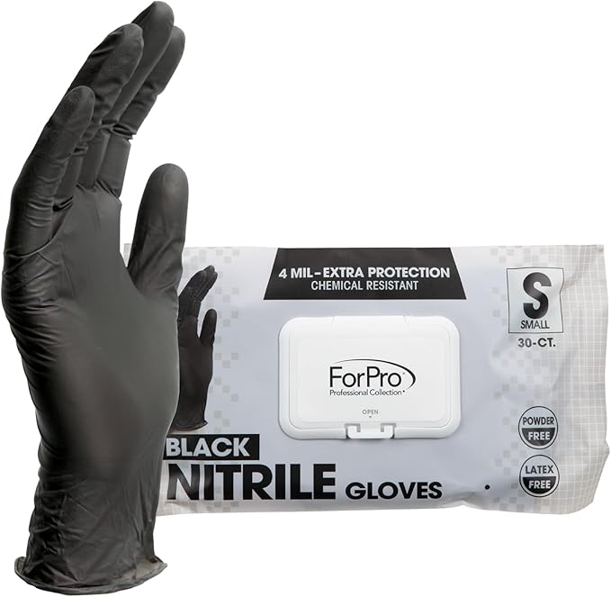 ForPro Disposable Nitrile Gloves, Chemical Resistant, Powder-Free, Latex-Free, Non-Sterile, Food Safe, 4 Mil