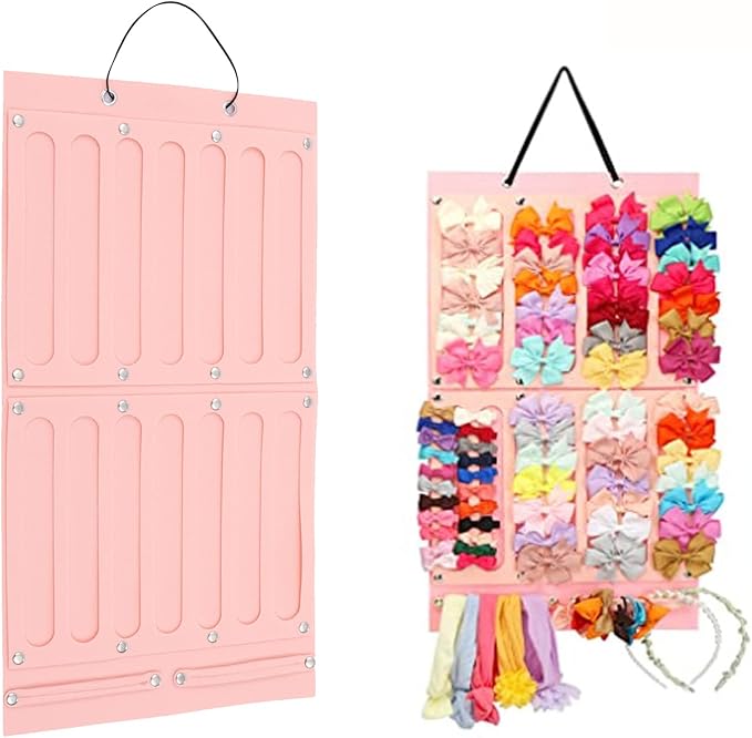 Hanging Children's Hair Clip Organizer Bag, Large Capacity Hair Bow Holder, Hair Accessory Storage Display, Wall Hanging Hair Headband Organizer