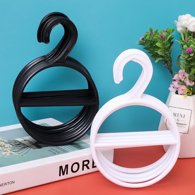 Scarf Hanging Organizer and Belt Ring Holder, Black Plastic Multifunctional Tie Hanger for Closet Storage, Wardrobe Accessory Organizer, 10pcs Set for Home Bedroom Use