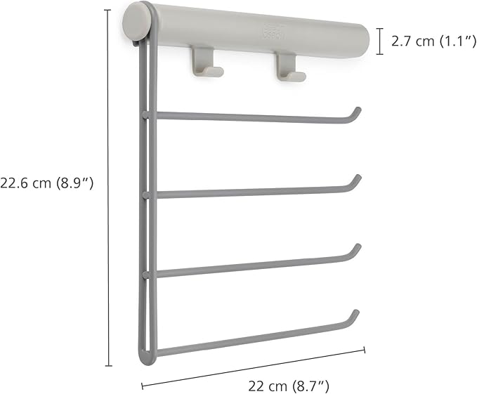 Joseph Joseph Orderly Belt, Tie & Scarf Hanging Rail, Closet Wardrobe Accessory Organizer, 4 Rails Rack Storage, 2 Belt Hooks