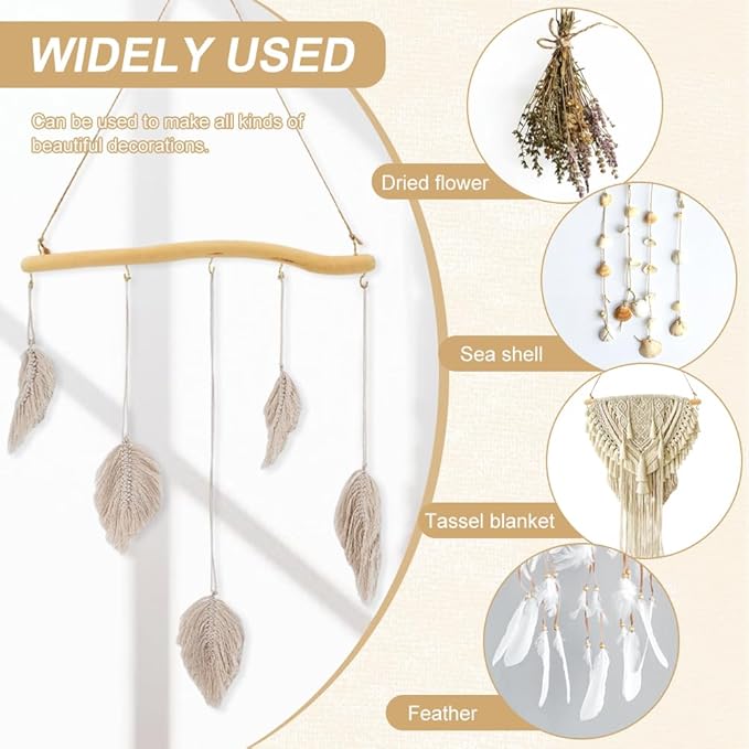 2Pcs 15inch Driftwood Wall Hanging Jewelry Hanger, Natural Driftwood Decorative Branches Farmhouse Vintage Wooden Hook, Drift Wood Pieces for Crafts Jewelry Organizers (COLOR:nature)