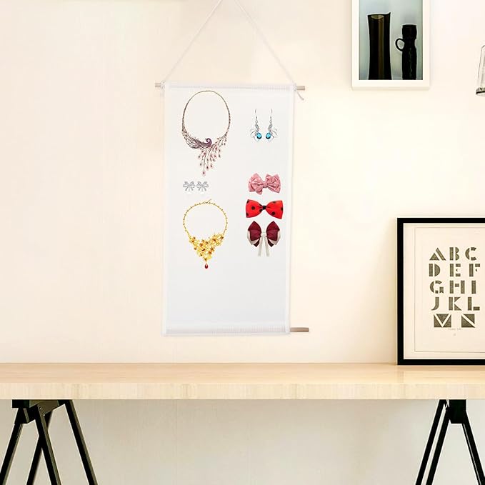 KESYOO Hanging Earring Organizer Wall Jewelry Holder White Wall-mounted Jewelry Organizer for Earrings and Accessories for Home and Closet