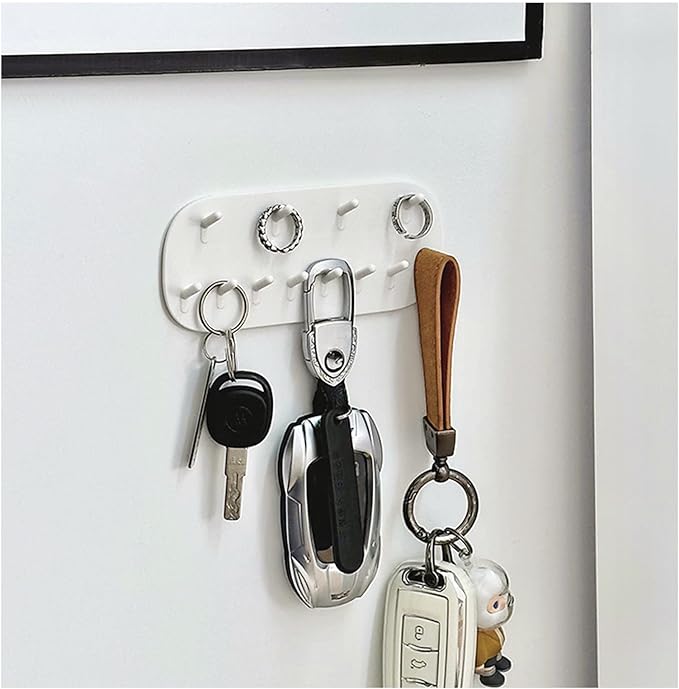 Andiker Wall Mounted Necklace Holder, Hanging Jewelry Organizer with 12 Hooks, Jewelry Hangers for Necklace Bracelets, Earrings, and Keys (White)