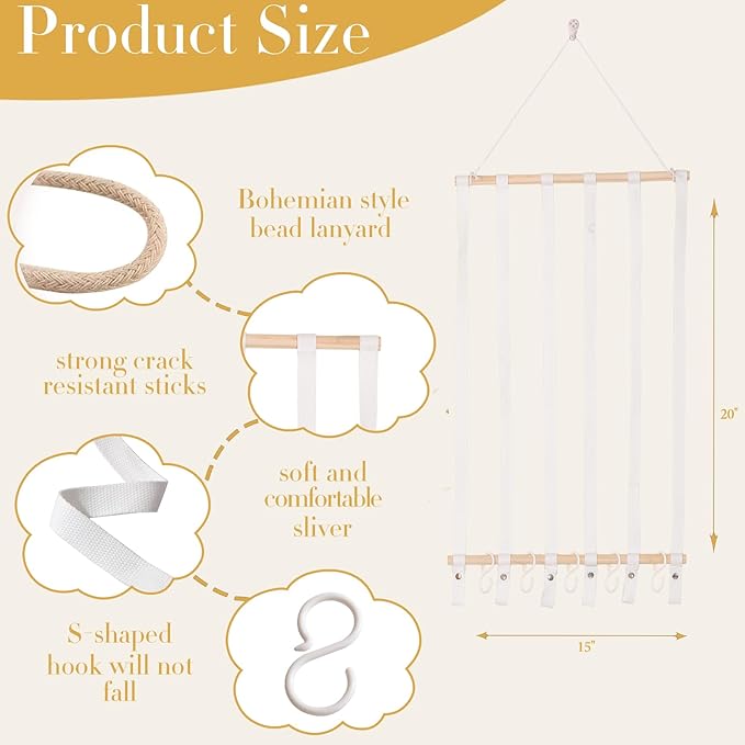 YOcity Bow Holder for Girls Hair Bows Baby Headband Holder Storage Hair Accessories Organizer Display for Nursery Room Wall Hanging Decor (White)