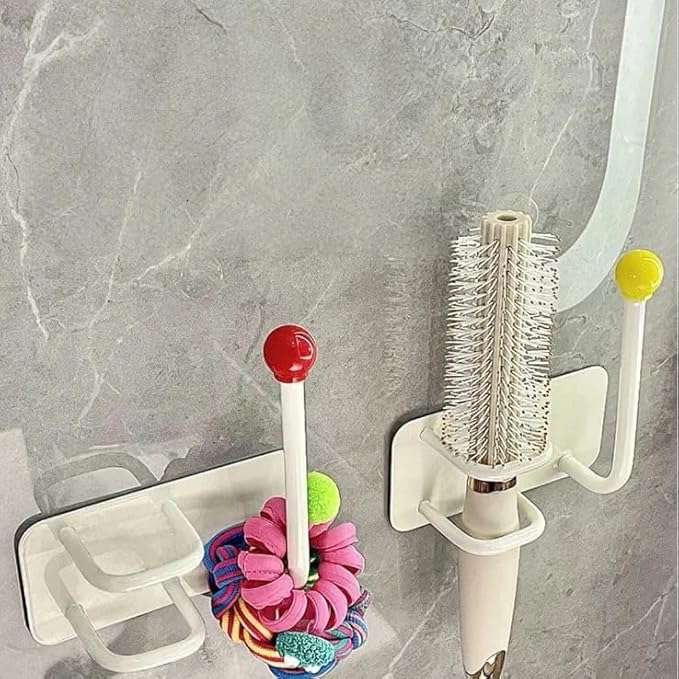 Bathroom Hair Accessories Organizer Wall Mounted No Drill Hair Tie Holder Hair Band Scrunchie Hanger Comb Storage Rack with Hooks for Headband Jewelry Bathroom Vanity Shower Caddy